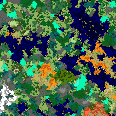 Map of Bedrock seed -1121387540 around the world origin