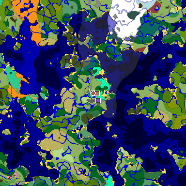 Predicted biome map of Java 26.3 seed 2613856517016300992 around estimated spawn