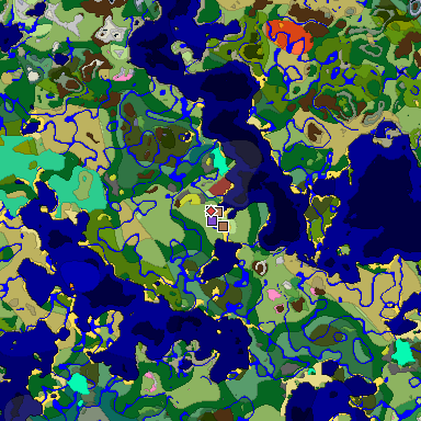 Predicted biome map of Java 26.3 seed -830867395358822583 around estimated spawn