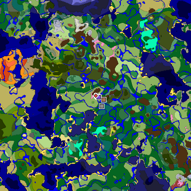 Predicted biome map of Java 26.3 seed 2062961446566443790 around estimated spawn