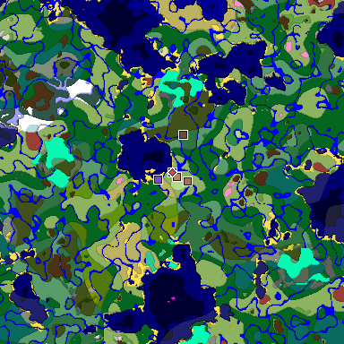 Predicted biome map of Java 26.3 seed 12707363632734236 around estimated spawn