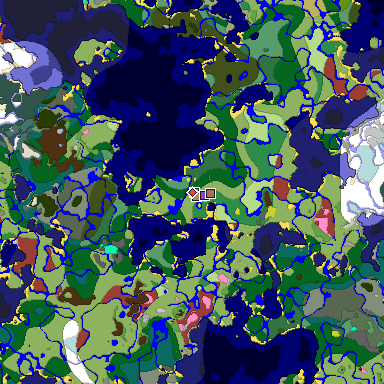 Predicted biome map of Java 26.3 seed 7394198349768071503 around estimated spawn