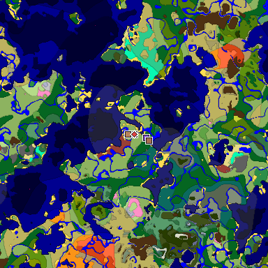 Predicted biome map of Java 26.3 seed 4218876951268772418 around estimated spawn