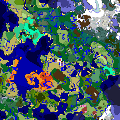 Predicted biome map of Java 26.3 seed -4458680233796820063 around estimated spawn
