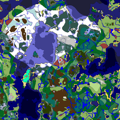 Predicted biome map of Java 26.3 seed -9166256770450151806 around estimated spawn