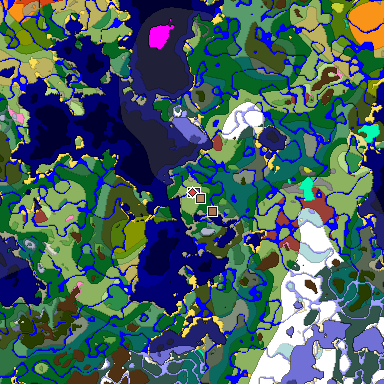 Predicted biome map of Java 26.3 seed 1600730708692638719 around estimated spawn