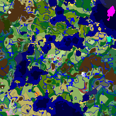 Predicted biome map of Java 26.3 seed 2641795875972700833 around estimated spawn