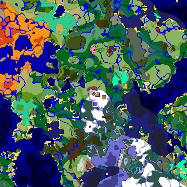 Predicted biome map of Java 26.3 seed -1800747823165418461 around estimated spawn