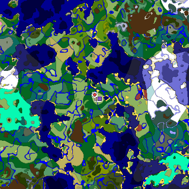 Predicted biome map of Java 26.3 seed -6922941656871320520 around estimated spawn