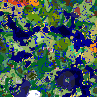 Predicted biome map of Java 26.3 seed -936885673869954169 around estimated spawn