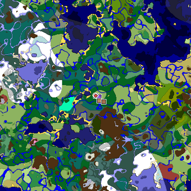 Predicted biome map of Java 26.3 seed 6748672941623590038 around estimated spawn