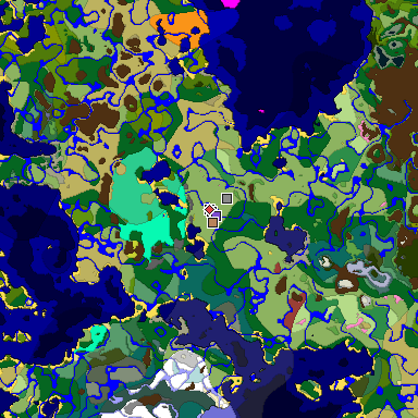 Predicted biome map of Java 26.3 seed 4207716845425949814 around estimated spawn