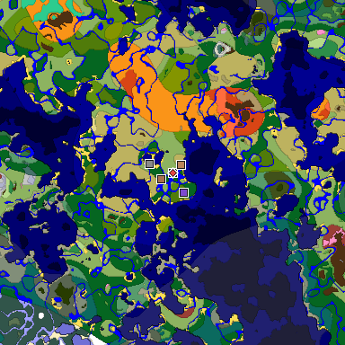 Predicted biome map of Java 26.3 seed 7759674678973374834 around estimated spawn