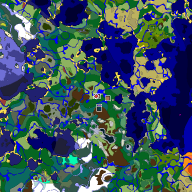 Predicted biome map of Java 26.3 seed -6861408553388012571 around estimated spawn