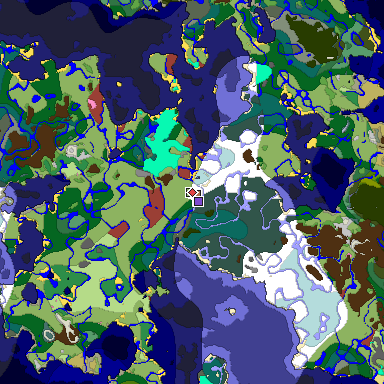 Predicted biome map of Java 26.3 seed -5554679922523197339 around estimated spawn