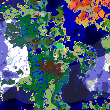 Map of Minecraft seed 2717394442584362006 around spawn