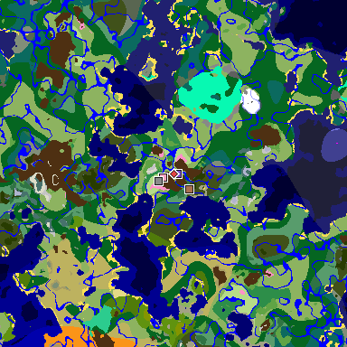 Map of Minecraft seed 4182147080047585968 around spawn