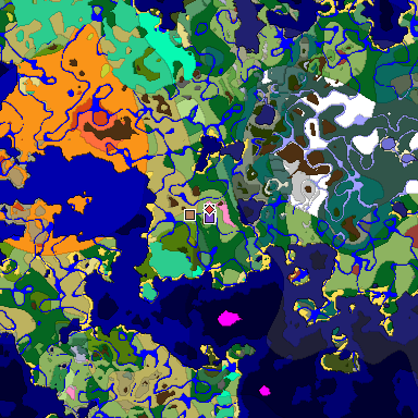 Predicted biome map of Java 26.3 seed 8356589647996269184 around estimated spawn