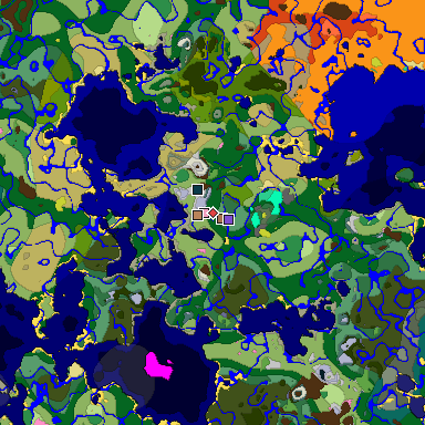 Predicted biome map of Java 26.3 seed -557147565800757060 around estimated spawn