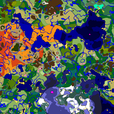 Predicted biome map of Java 26.3 seed -1563686424595552285 around estimated spawn