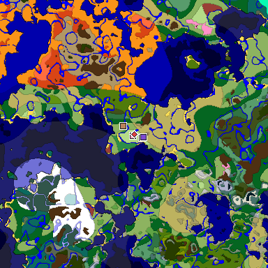 Predicted biome map of Java 26.3 seed 5263898042141147293 around estimated spawn