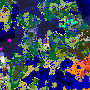 Predicted biome map of Java 26.3 seed -7380538281514971126 around estimated spawn