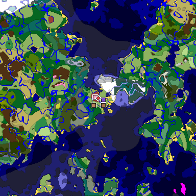 Predicted biome map of Java 26.3 seed 1075458298808124000 around estimated spawn