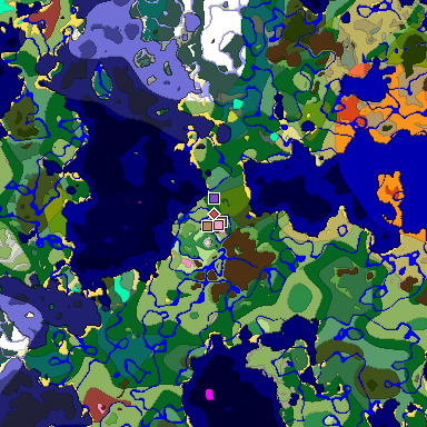 Predicted biome map of Java 26.3 seed -6526013375211273180 around estimated spawn