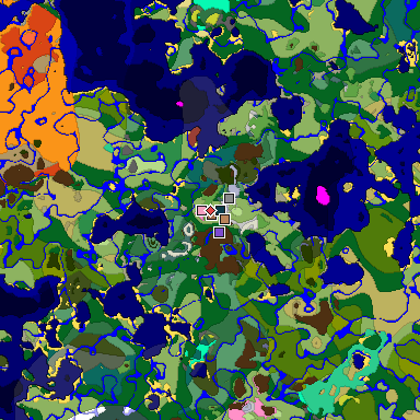 Predicted biome map of Java 26.3 seed -5776217445844282996 around estimated spawn