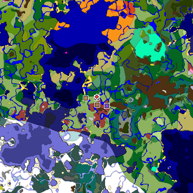 Predicted biome map of Java 26.3 seed 1646085217239241977 around estimated spawn