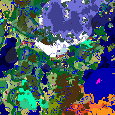 Predicted biome map of Java 26.3 seed -3297498534633647155 around estimated spawn