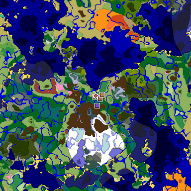 Predicted biome map of Java 26.3 seed 2743458282840750851 around estimated spawn