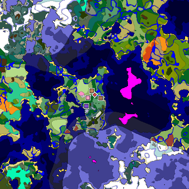 Predicted biome map of Java 26.3 seed 300731927375853857 around estimated spawn