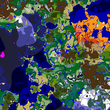 Predicted biome map of Java 26.3 seed -7819615439833009531 around estimated spawn