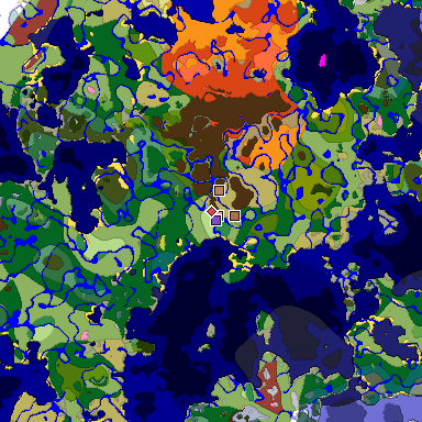 Predicted biome map of Java 26.3 seed 606710585270643698 around estimated spawn
