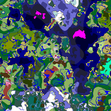 Predicted biome map of Java 26.3 seed -4307597329392334221 around estimated spawn