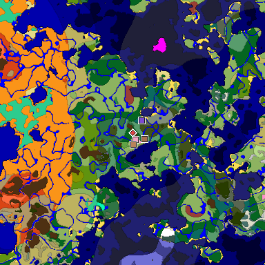 Predicted biome map of Java 26.3 seed -9139836905389197671 around estimated spawn