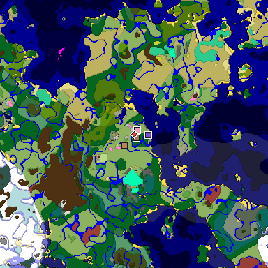 Predicted biome map of Java 26.3 seed 5020721675081707508 around estimated spawn
