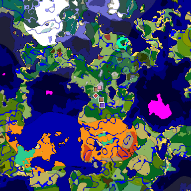 Predicted biome map of Java 26.3 seed 5931269665119341383 around estimated spawn