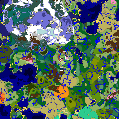 Predicted biome map of Java 26.3 seed 2326748582174020593 around estimated spawn