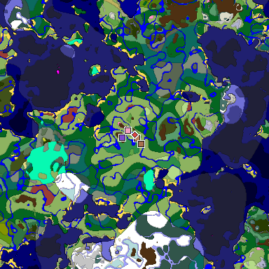 Predicted biome map of Java 26.3 seed -6986453858183306822 around estimated spawn