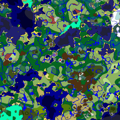 Predicted biome map of Java 26.3 seed -2847871296026841368 around estimated spawn