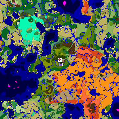 Predicted biome map of Java 26.3 seed -6071641988575297890 around estimated spawn
