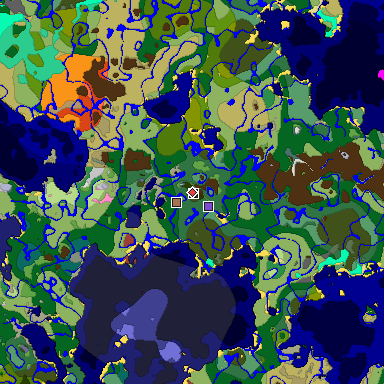 Predicted biome map of Java 26.3 seed 8501928937203142155 around estimated spawn