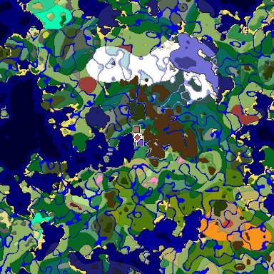 Predicted biome map of Java 26.3 seed 2308581021066146883 around estimated spawn