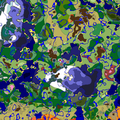 Predicted biome map of Java 26.3 seed -1372112141204051362 around estimated spawn