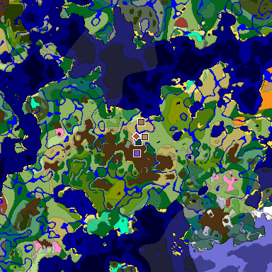 Predicted biome map of Java 26.3 seed -7800297021972588970 around estimated spawn