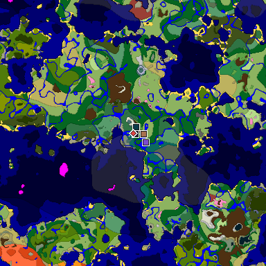 Predicted biome map of Java 26.3 seed 6991833583527447619 around estimated spawn