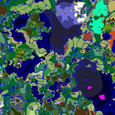 Predicted biome map of Java 26.3 seed 7150046424145273022 around estimated spawn