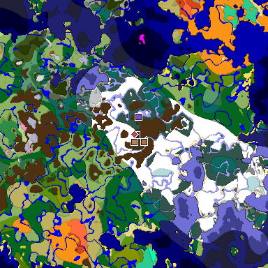 Predicted biome map of Java 26.3 seed -796252240025693492 around estimated spawn